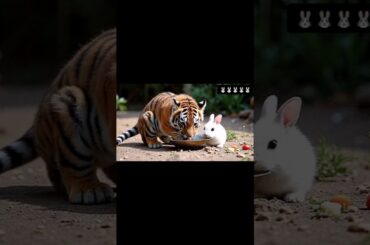Cute rabbit saves poor little tigercub#RabbitRescue #CuteAnimals#AnimalRescue