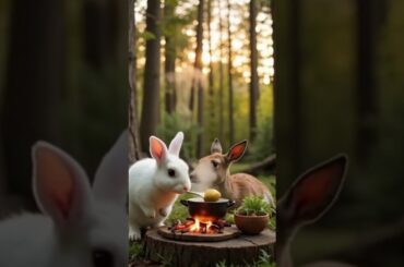 a brave rabbit save injured deer from a hunter#rabbitrescue #animalrescue  #cuteanimals  #ai