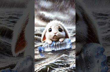 A little rabbit floating in the middle of a heavy rainstorm #rabbitrescue #cuteanimals #animalrescue