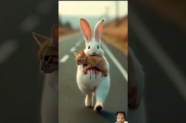 Heartwarming Moments of Kitten and Rabbit Friendship!