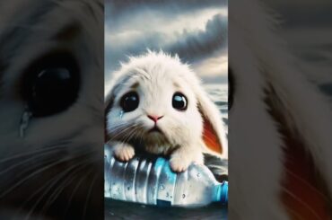 A little rabbit floating in the middle of a heavy rainstorm #RabbitRescue #CuteAnimals #AnimalRescue