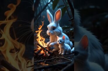 A Rabbit rescue A cat baby #animal #ani #cute #cat #rabbit #halping #baby #kitty #catboy