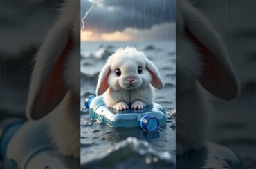 A little rabbit floating in the middle of a heavy rainstorm #RabbitRescue#CuteAnimals#AnimalRescue