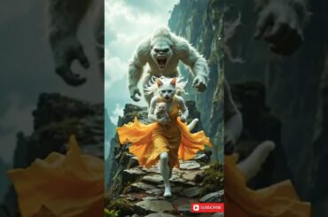 A Rabbit saves a Kitten his mother drown in the water  #animalrescue #rabbitrescue #cuteanimals