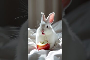 Cute Rabbit Eats Apple #whiterabbit #rabbit #bunny #cuterabbit