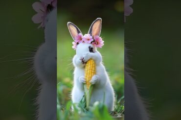 Cute Tiny White Rabbit Eats Corn #cute #rabbit #bunny #tinyrabbit #pet #adorable
