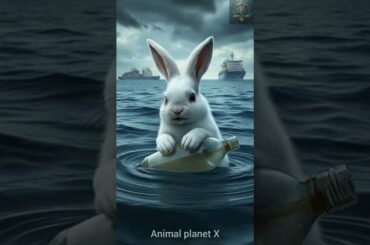 A little rabbit floating in the middle of a heavy rainstorm #shorts #youtubeshorts #rabbit