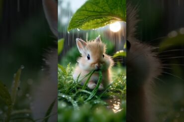 Cute Rabbit Eating Fresh Grass | Relaxing Nature Video