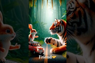 Tiger And Cute Bunny Friendship . #shorts #friendship #cuteanimal