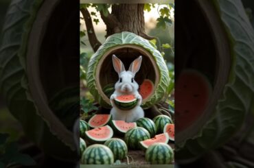Cute bunny eating watermelon cute rabbit cute pet #cute #funny #funnybunny #rabbit