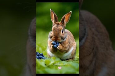 Lovely rabbit eat blueberries cute rabbit cute pet