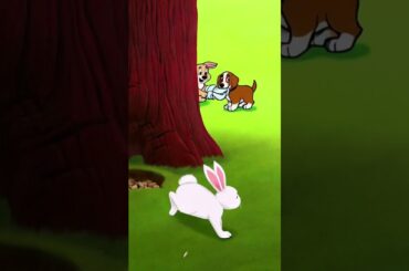 Cute bunny and puppy playing #funny #cute #dogs #animation #animals #shortvideo #rabbit #bunny