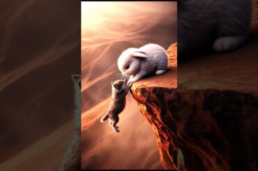 Cute rabbit saves poor little wolf cub #RabbitRescue #CuteAnimals #AnimalRescue