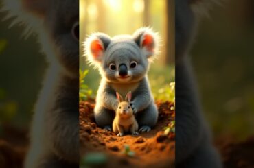 Baby Koala Helps A Cute Baby Rabbit#animalrescue #cuteanimals