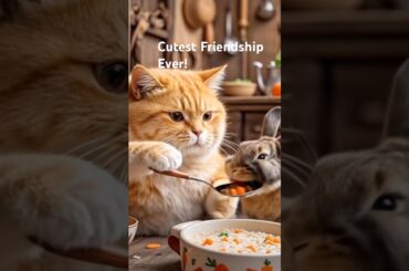 Mother Cat Loves Baby Bunny (Cutest Friendship Ever) #catlover #bunny #rabbit #shorts #viralshorts