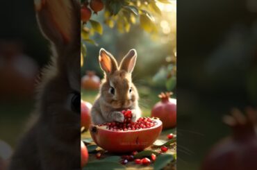 Cute rabbit eating pomegranate juice cute pet bunny rabbit quick #cutebunny #funnybunny #bunny