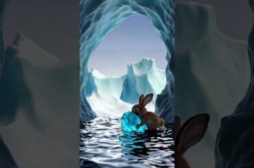 A cute bunny is in the snow. #cute #rabbit#bunny