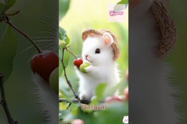 Garden Delight, Adorable Bunny with Cherries and Plums #cute #rabbit #pet #mycuterabbit #petrabbit