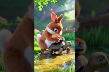 Cute bunny help a little turtle #rabbit #cute #bunny