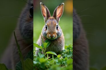 Adorable Baby Rabbit Enjoys Fresh Herbs in the Garden! #CuteRabbit #BunnyEating #AdorableAnimals