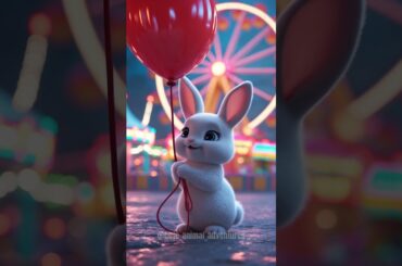 Cute bunny at the amusement park! #cute #cuteanimals #ai #bunny #shorts