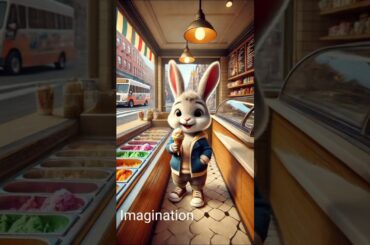 Cute Rabbit Slips it's Feet and Drops Ice Cream on Ground #shorts #rabbit #cute #animals #ai #icecre