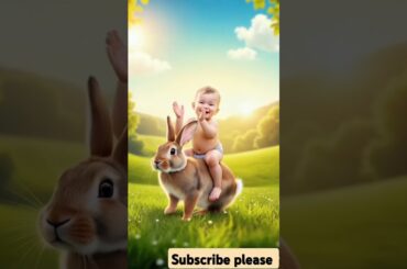 cute baby and rabbit #cute #trending #viralreels
