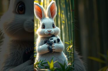 Cute Rabbit helps injured Bear Cub |  #ai #cuteanimal #rabbitrescue #animalrescue