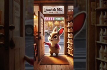Cute Rabbit Accidentally Spilled Chocolate Milk #shorts #rabbit #milk #cute #ai #animation #animals