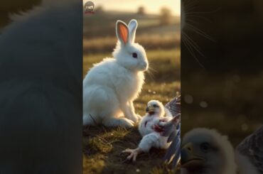 Cute Rabbit Helps a Poor and Injured Baby Eagle #rabbitrescue #cuteanimal #animalrescue