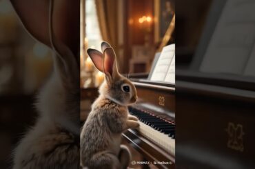 Cute Rabbit is Trying To Play Piano #animalshorts #cuteanimals #rabbit #animalsvideo #animals