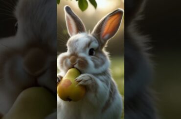Cute rabbit eat pears #cute #bunny #bunnyasmr