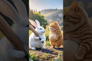 Rabbit and cat funny video #funny #pets #animallife #cat