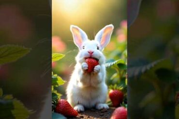Cute Rabbit Eating Strawberry #rabbit #pets #asmr #shorts