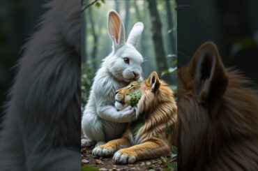 Heroic Rabbit Use Skill to Remove Bad Face's Lion #rabbit #rescue #shorts