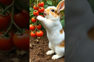 Curious Rabbit in a Tomato Garden.#rabbit #rabbitlife #cute #bunny #shorts