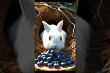 little Rabbit plum berry.Cute pet debut plan. Rabbit. Pastoral cute pet.cute pet in the countryside,