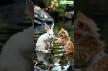 A rabbit saves a cat, but the ending is shocking #cat #funny #cute #rabbit #animals #catlover