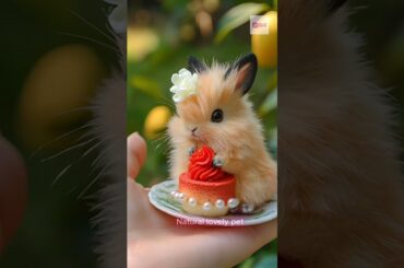 Delicate Delight A Tiny Bunny and Its Sweet Pastry #cute #rabbit #animals #funny