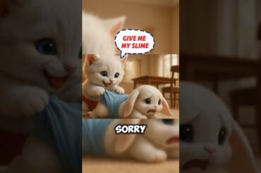 Kitten chasing cute rabbit #cat #catlover #cutecat #aicat