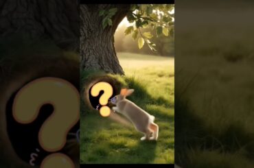 A wooden cave. cute Rabbit, cute pet debut plan.