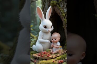 A lost baby and the adventurous rabbit  #rabbitadventures #cute #baby  #animation #ai