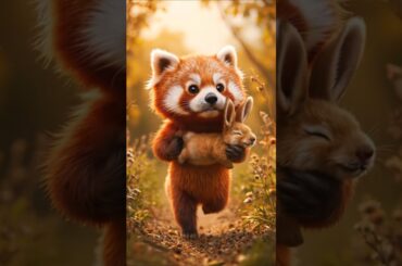 A bunny rescued by a baby red panda #cuteanimals #animalrescue #cute #story