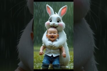 rabbit with baby. Cute pet debut plan. Pastoral cute pet.cute pet in the countryside