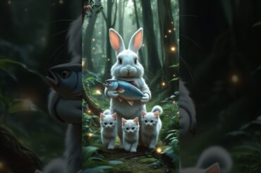 Cute bunny saves kittens #rabbitrescue #cuteanimal #animalrescue