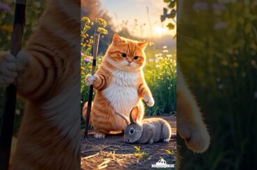 Cute Rabbit and cat Fight #cat #funny #animallife #pets #rabbit #petlover #catlover