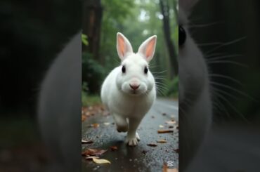 A cute rabbit save an injured hen