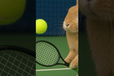 Funny Bunny Playing Tennis - Cute Rabbit Sports Action Video