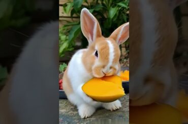 Cute Bunny enjoys the meal  #cute #bunny #fruit #animals