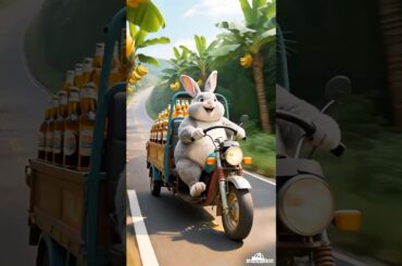Cute Rabbit bike riding #rabbit #3danimation #cat #animallife #cutepet #cartoon